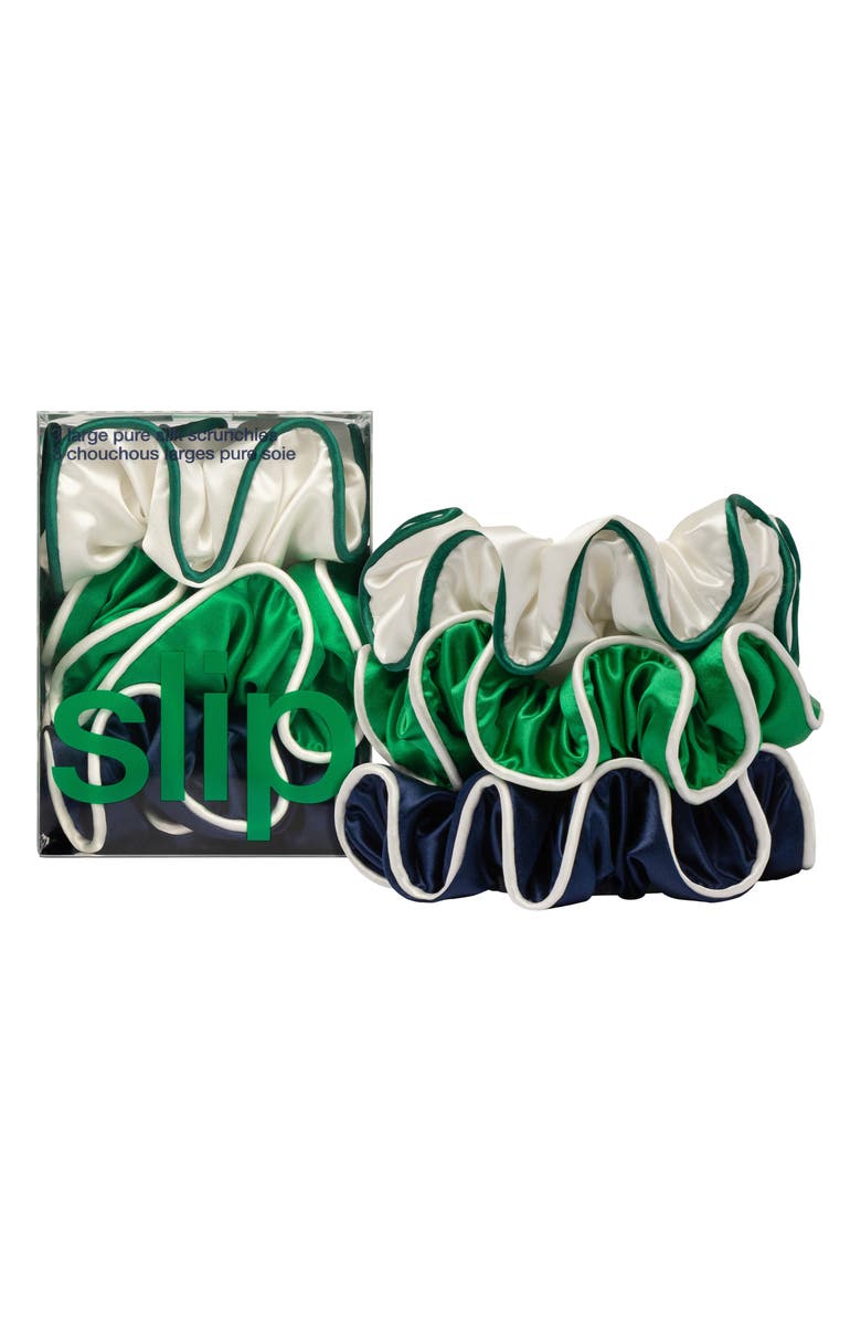 slip Game Day 3-Pack Pure Silk Large Scrunchies, Main, color, Game Day