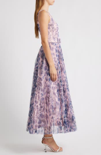 Pleated Sleeveless Fit & Flare Cocktail Dress
