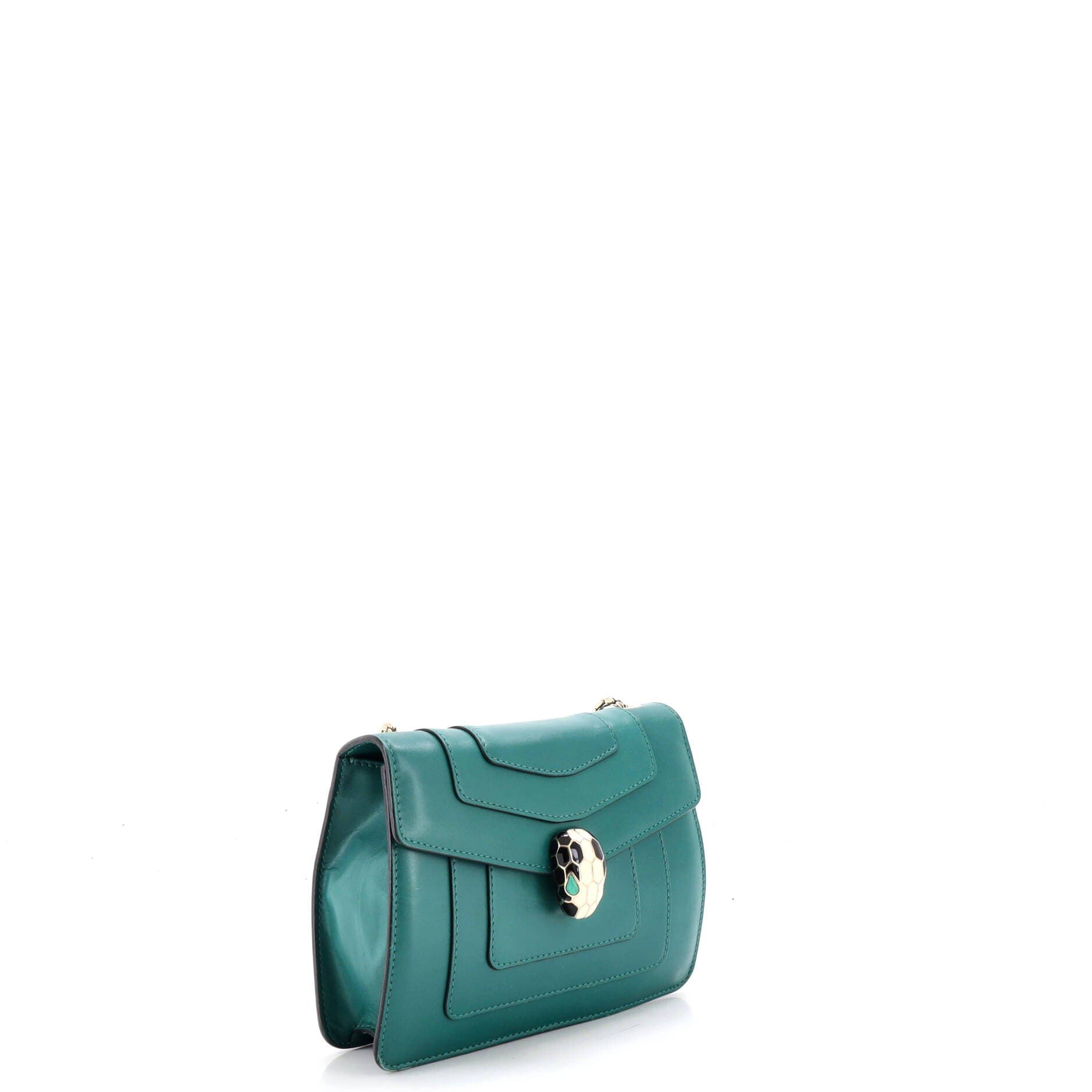 Serpenti Forever Square Shoulder Bag Leather Small, Alternate, color, Green