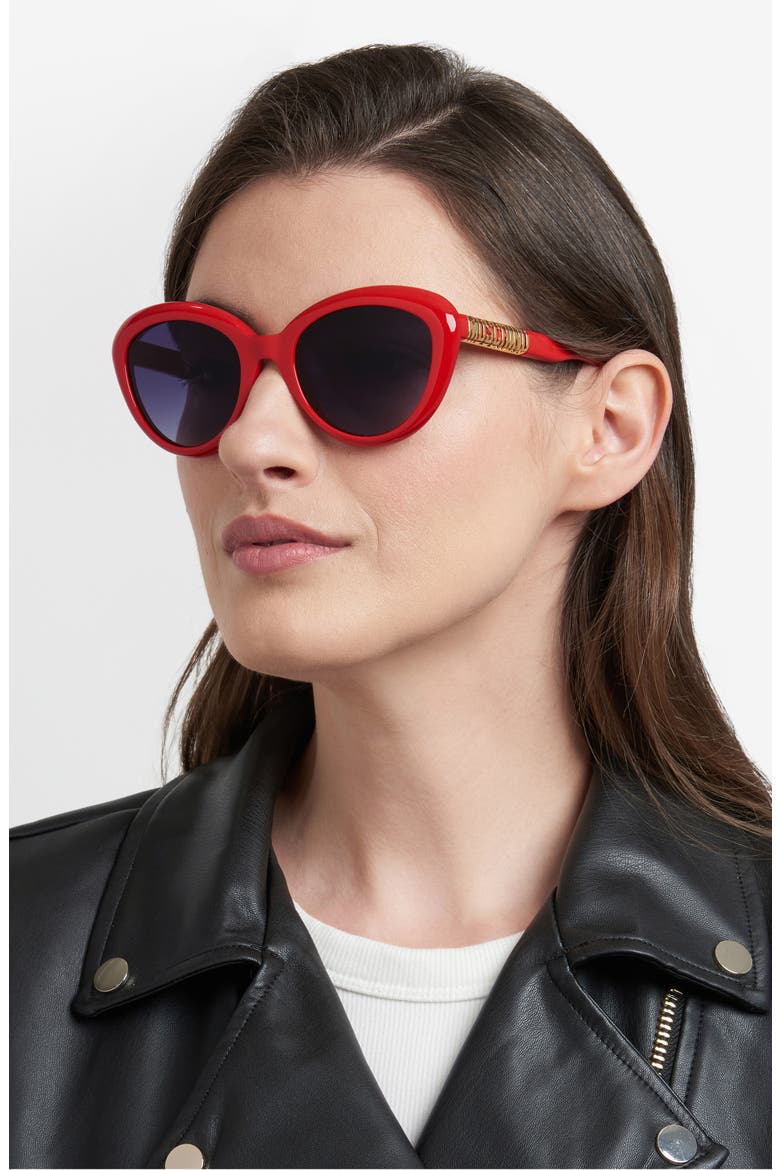 54mm Gradient Cat Eye Sunglasses, Alternate, color, RED/ DARK GREY SF