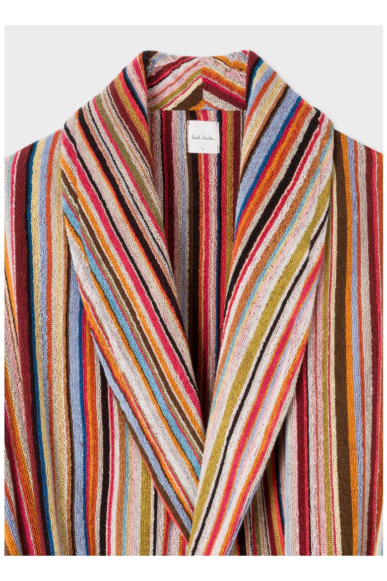 Signature Stripe Cotton Robe, Alternate, color, RED MULTI