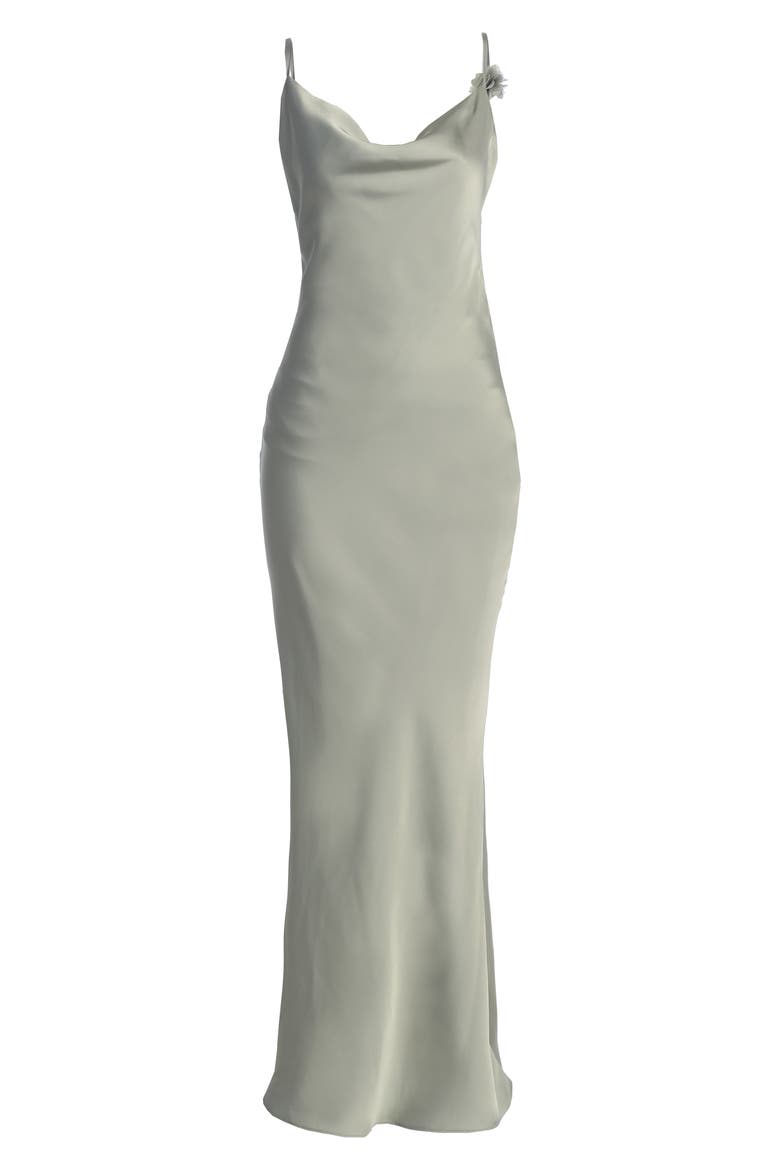 Down the Aisle Open Back Satin Gown, Alternate, color, GREEN