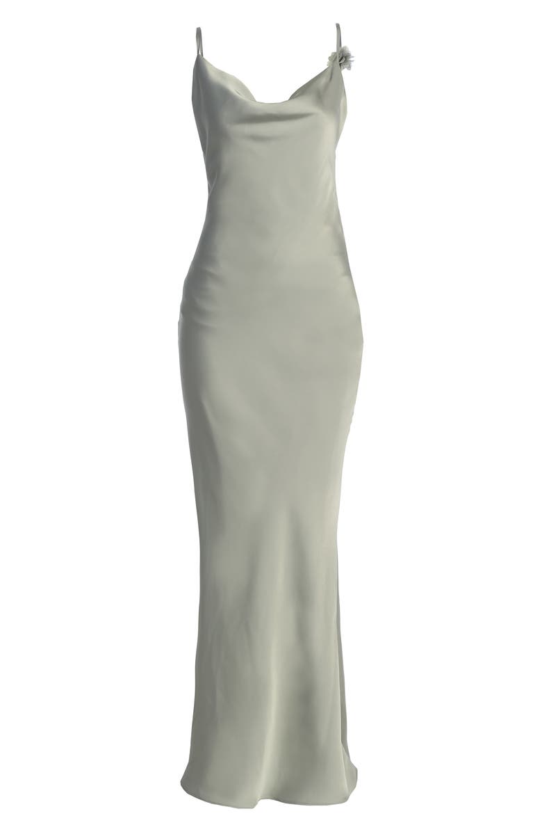 JLUXLABEL Down the Aisle Open Back Satin Gown, Alternate, color, Green