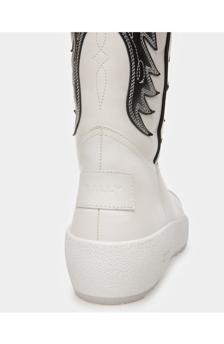 Bally Chambery Leather Long Boots, Alternate, color, White/Black