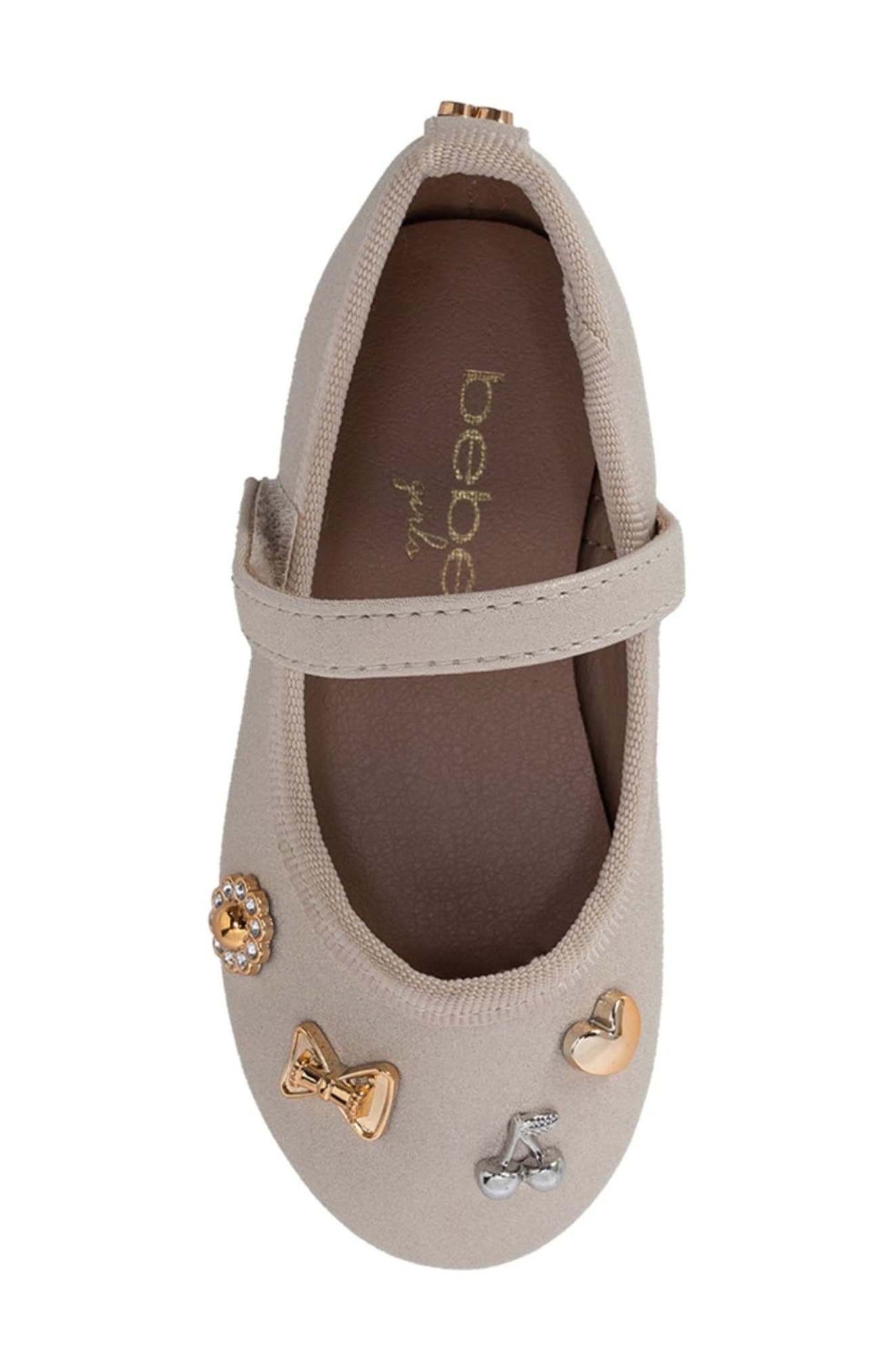 bebe Gigi Heart Dottie Mary Jane Flat, Alternate, color, Taupe