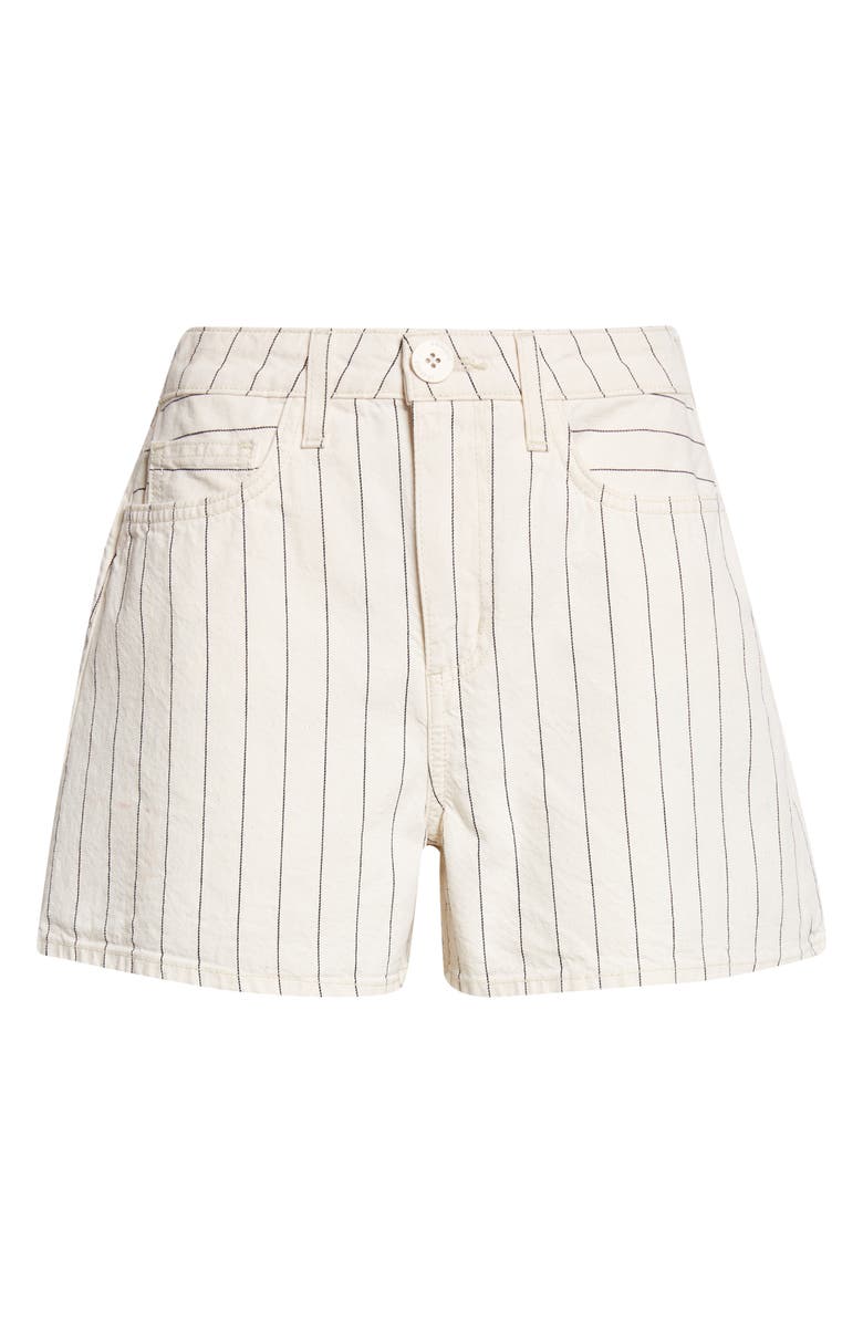 L'AGENCE Lissania Pinstripe Shorts, Alternate, color, Ecru/ Navy Stripe