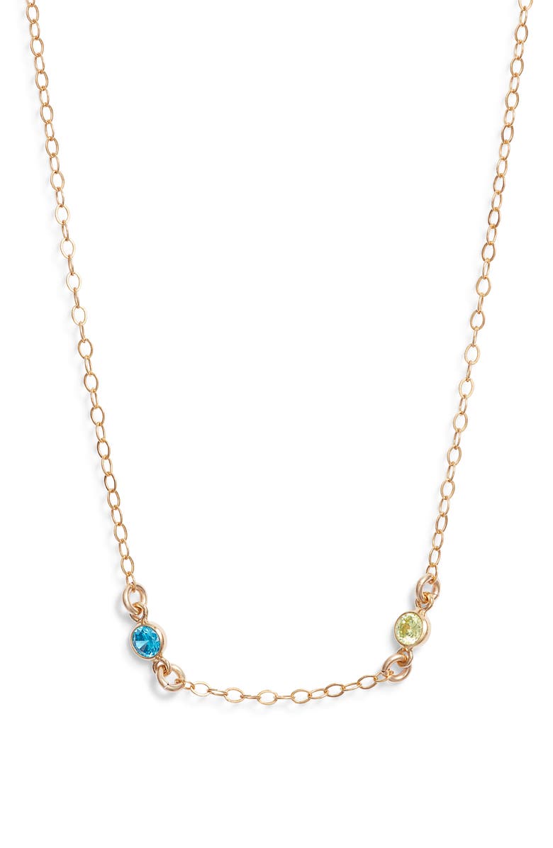 Set & Stones Multibirthstone Station Necklace, Main, color, Gold / 2 Charms