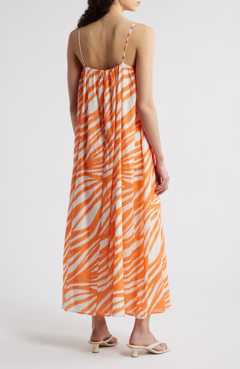 Du Paradis Viola Cotton Maxi Dress, Alternate, color, Orange Aurora Wave