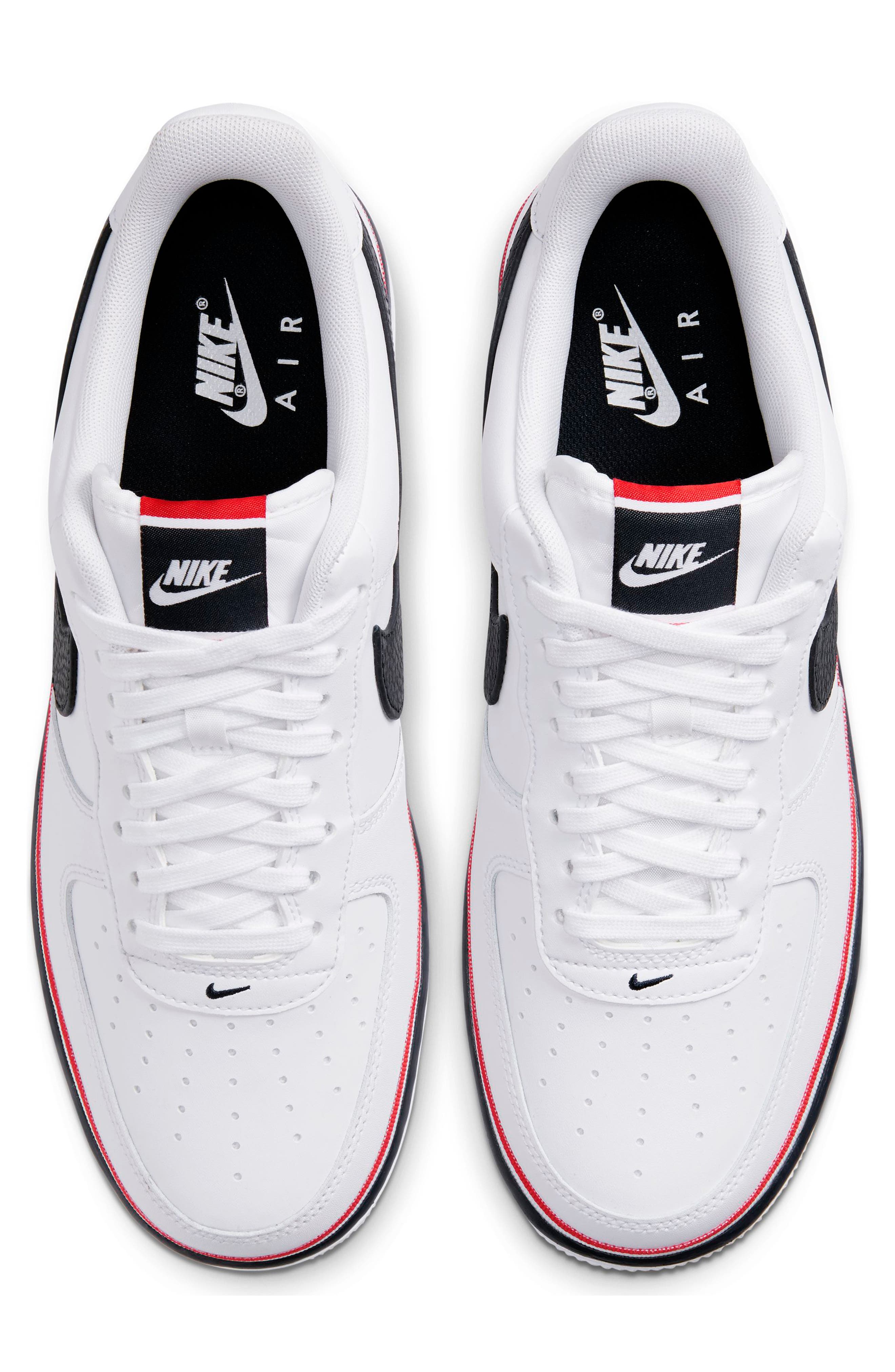 AIR FORCE 1 07 LV8 1 SNEAKER, Alternate, color, WHITE/ OBSIDIAN/ HABANERO RED
