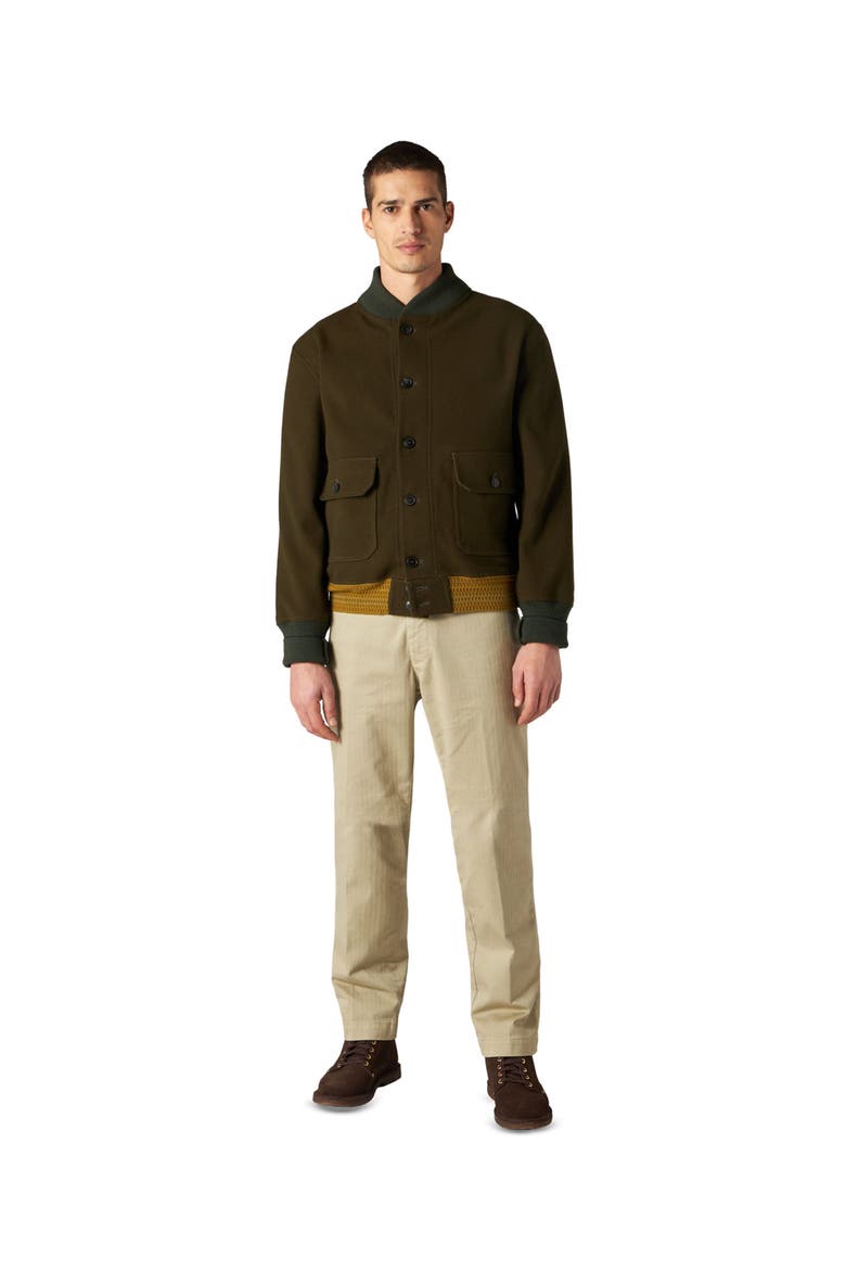 Cruiser Wool Twill Bomber Jacket, Alternate, color, ARMY GREEN