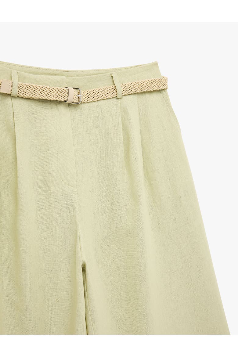 Belted Linen Wide Leg Trousers, Alternate, color, SAGE