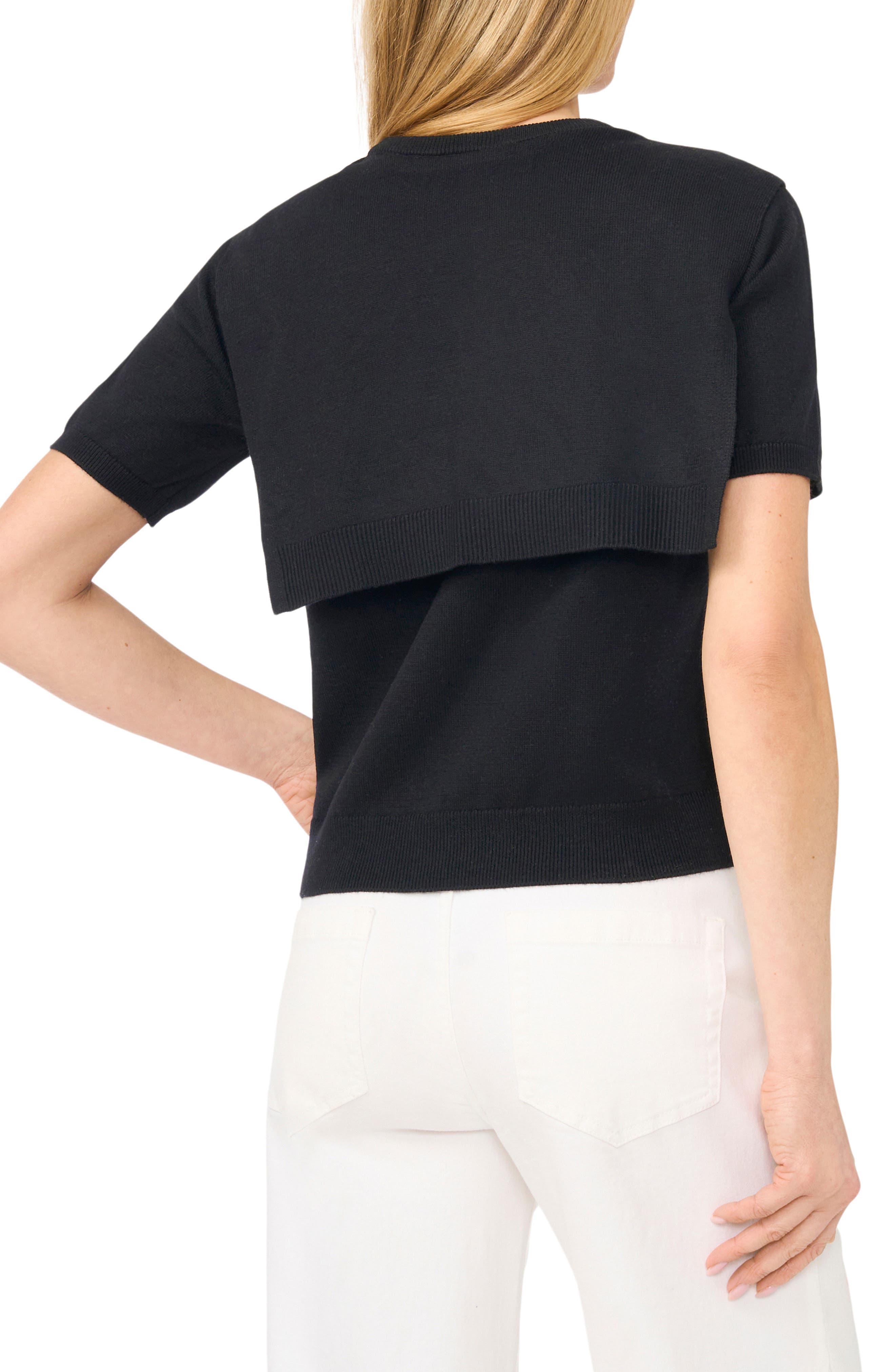 Shoulder Wrap Short Sleeve Sweater - image 2