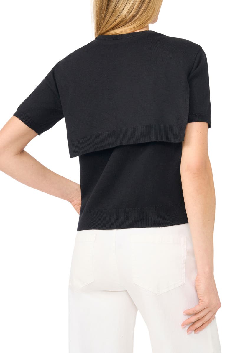 Halogen<sup>®</sup> Shoulder Wrap Short Sleeve Sweater, Alternate, color, Rich Black