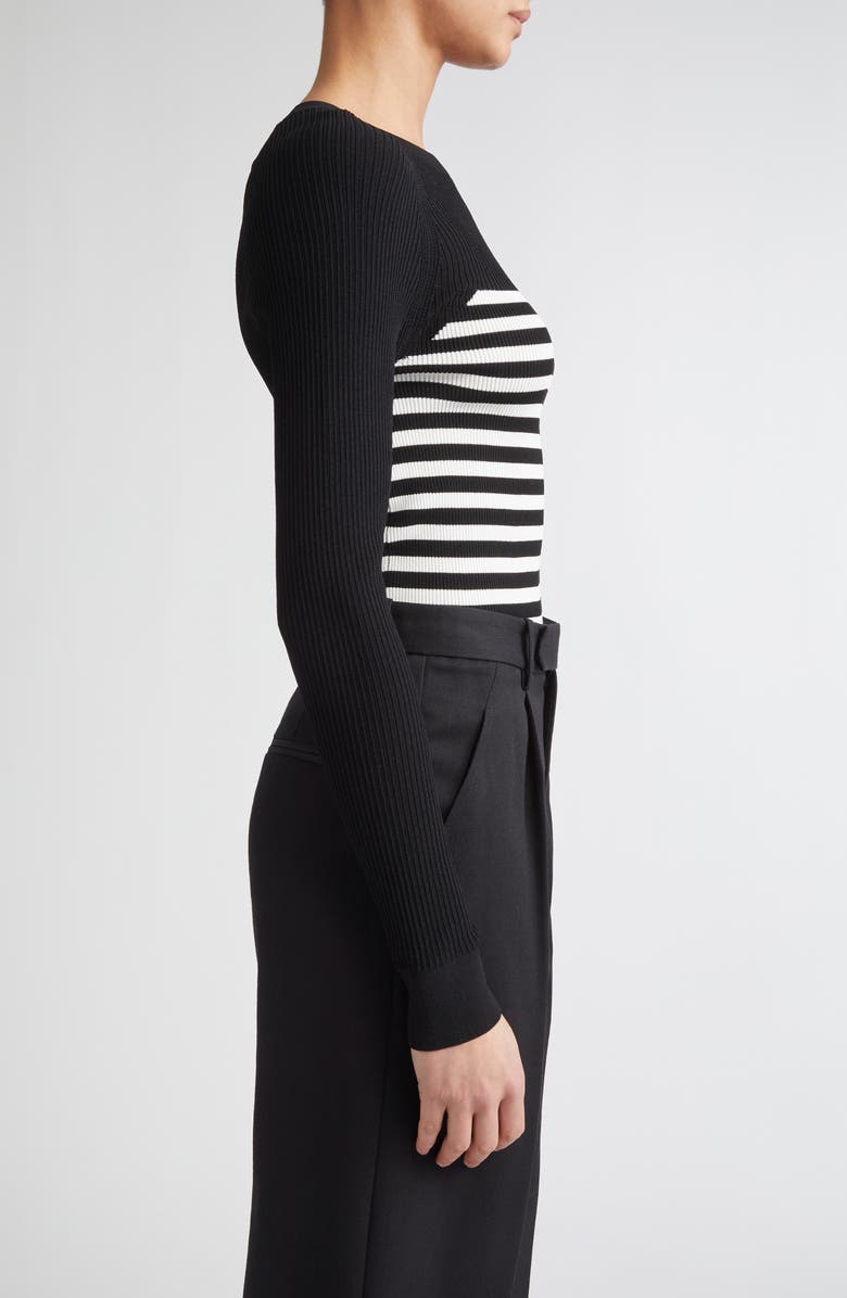 Max Mara Braies Stripe Bodice Rib Sweater, Alternate, color, Black