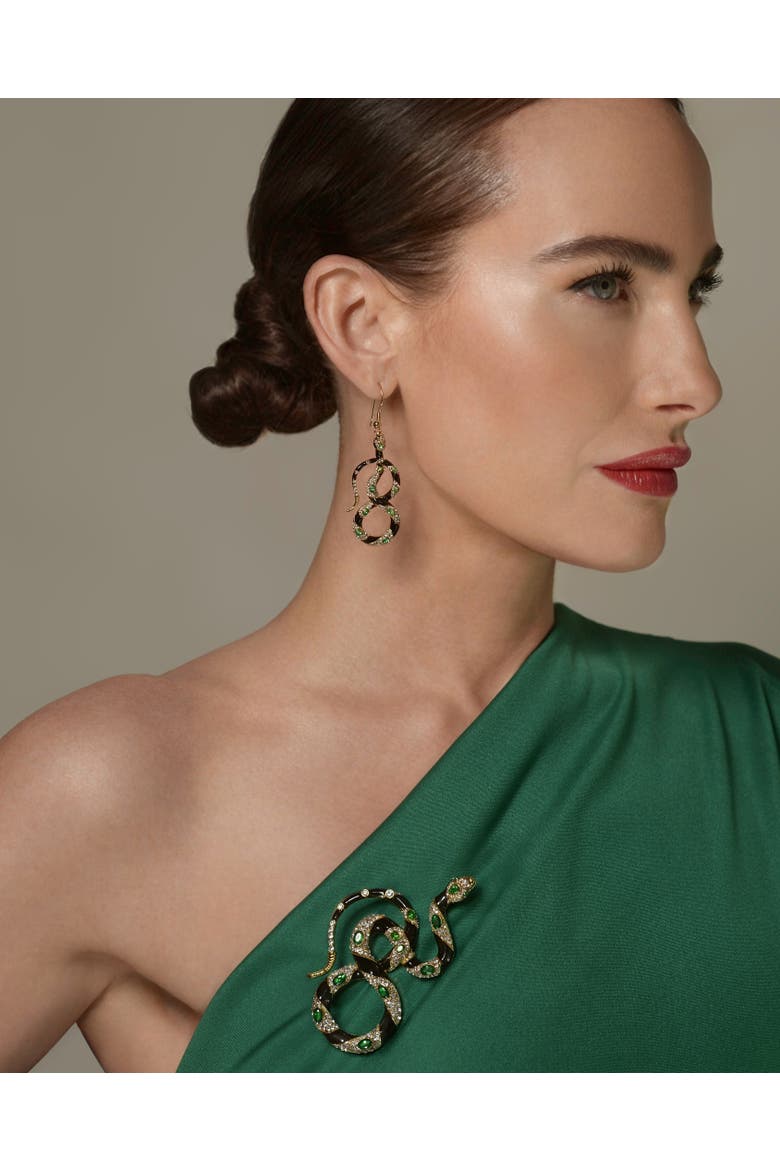 Bejewelled Snake Drop Earrings, Alternate, color, Snake