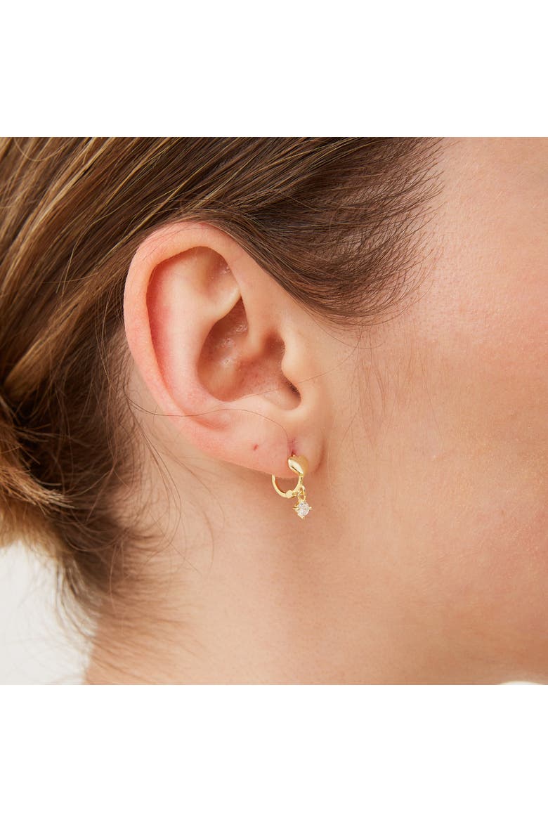 Heart Huggie Hoop Drop Earrings, Alternate, color, Gold