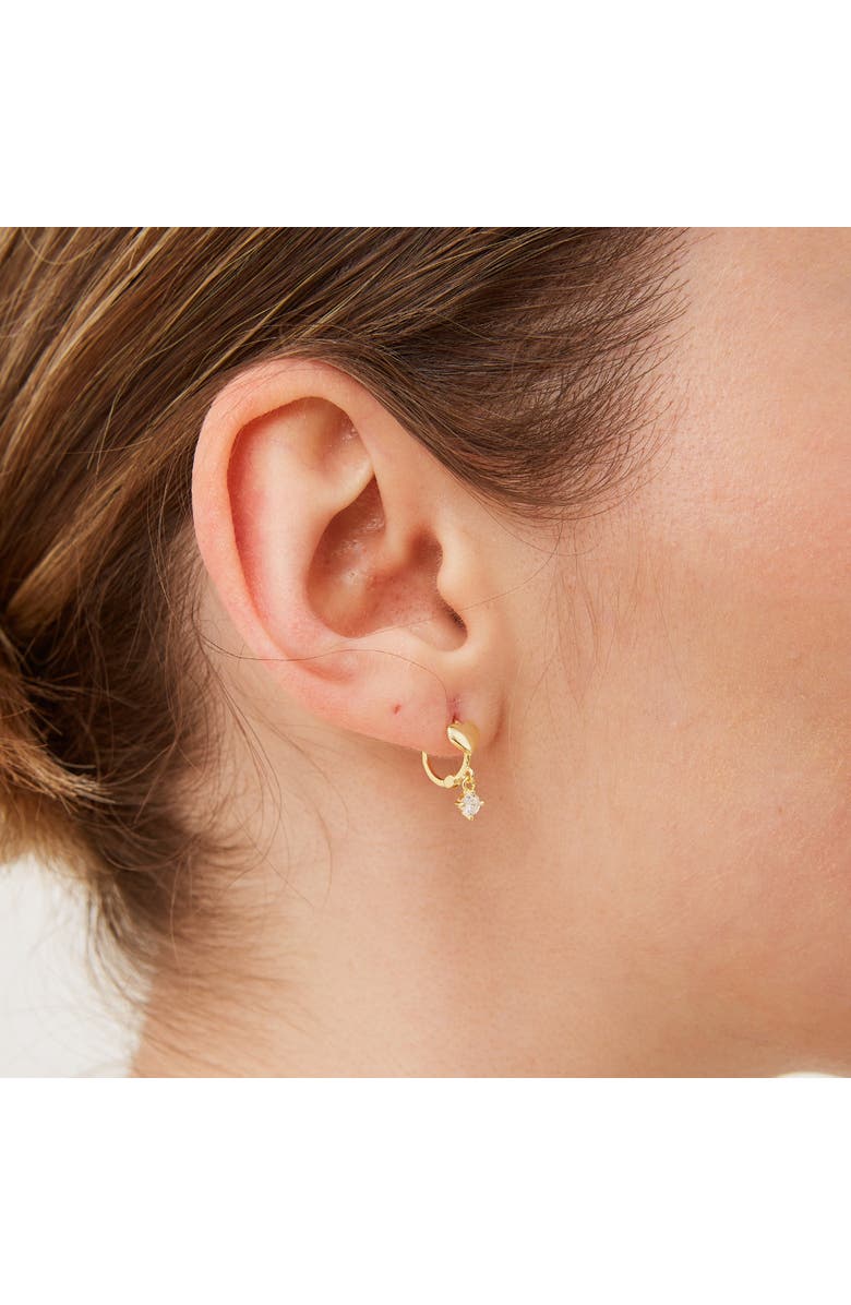 Spero London Heart Huggie Hoop Drop Earrings, Alternate, color, Gold