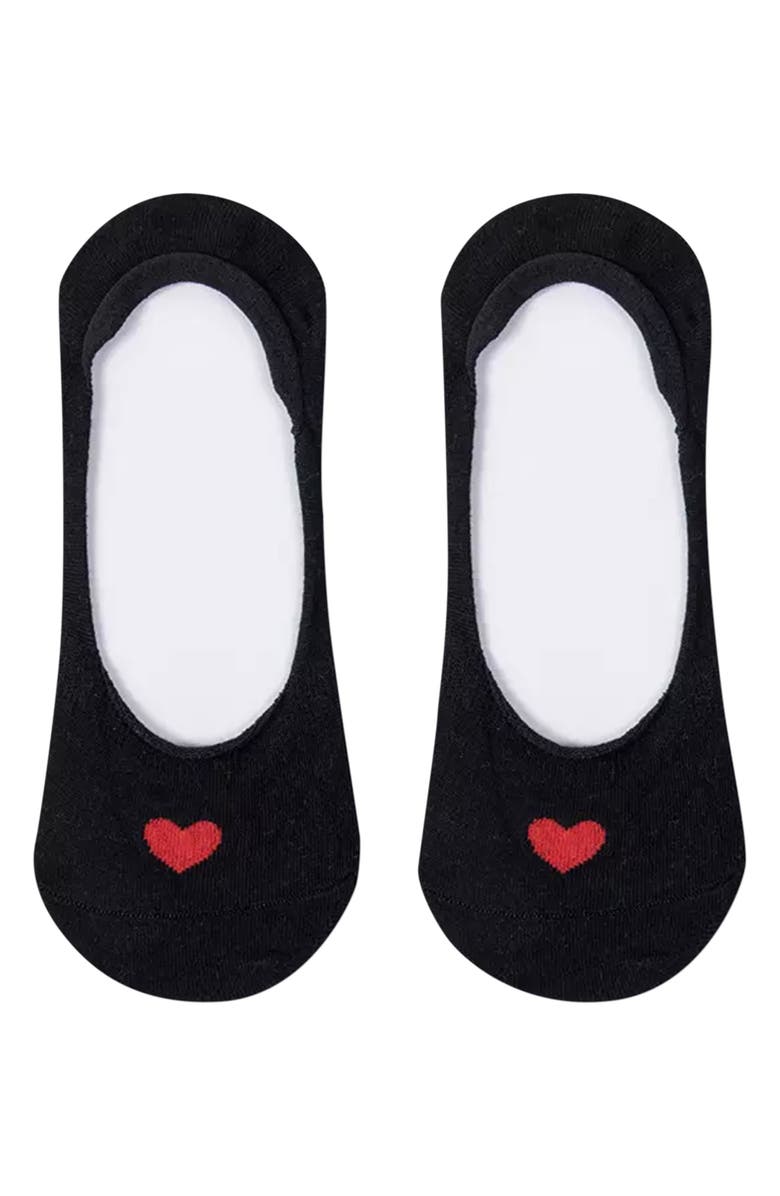 HIGH HEEL JUNGLE Assorted 3-Pack Secret Heart No Show Socks, Alternate, color, Black White