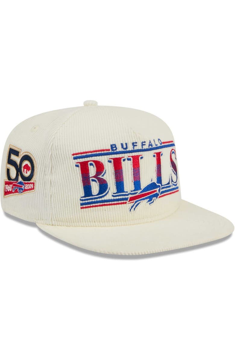New Era Men's New Era Cream Buffalo Bills Throwback Corduroy Golfer Snapback Hat, Main, color, 