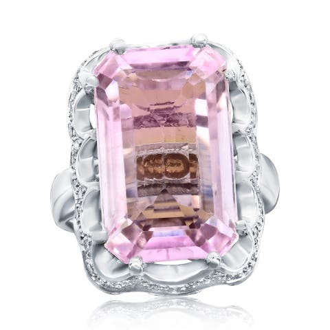 18K Gold Kunzite & Diamond Ring