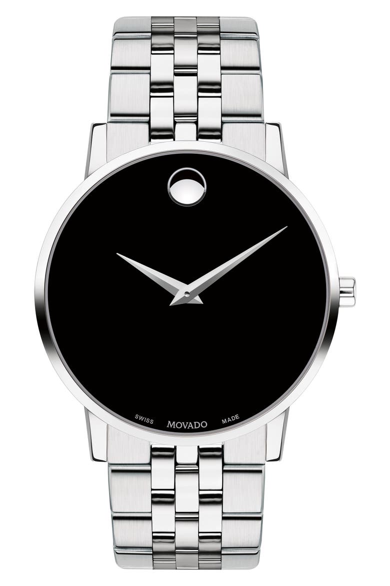 Museum Dot Bracelet Watch, 40mm, Main, color, SILVER/ BLACK/ SILVER