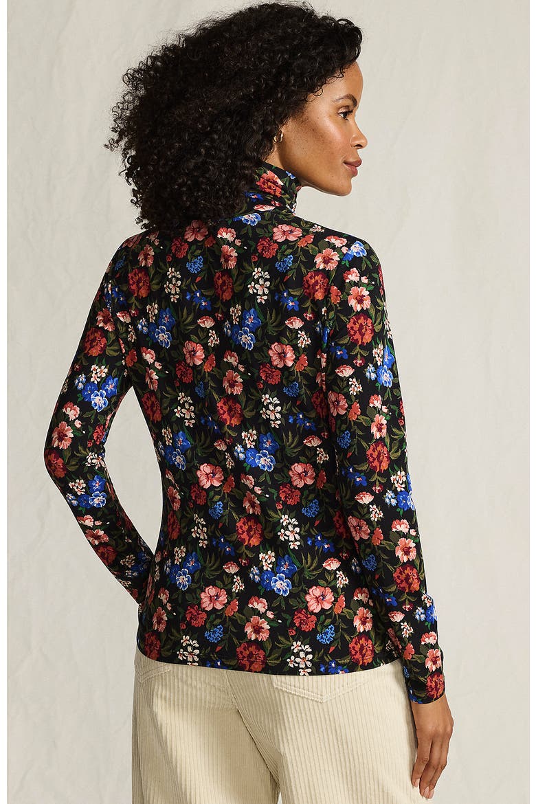 Lightweight Jersey Skimming Long Sleeve Turtleneck, Alternate, color, Black Multi Floral