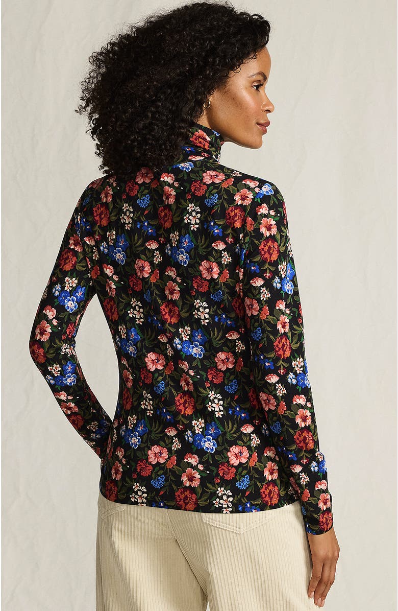Lands' End Lightweight Jersey Skimming Long Sleeve Turtleneck, Alternate, color, Black Multi Floral
