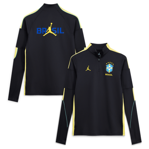 Women's Jordan Brand Black Brazil National Team 2026 Strike Dri-FIT Long Sleeve Quarter-Zip Drill Top