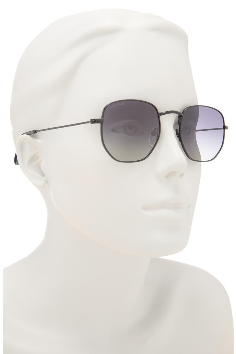 51mm Polarized Angular Round Sunglasses, Alternate, color, BLACK