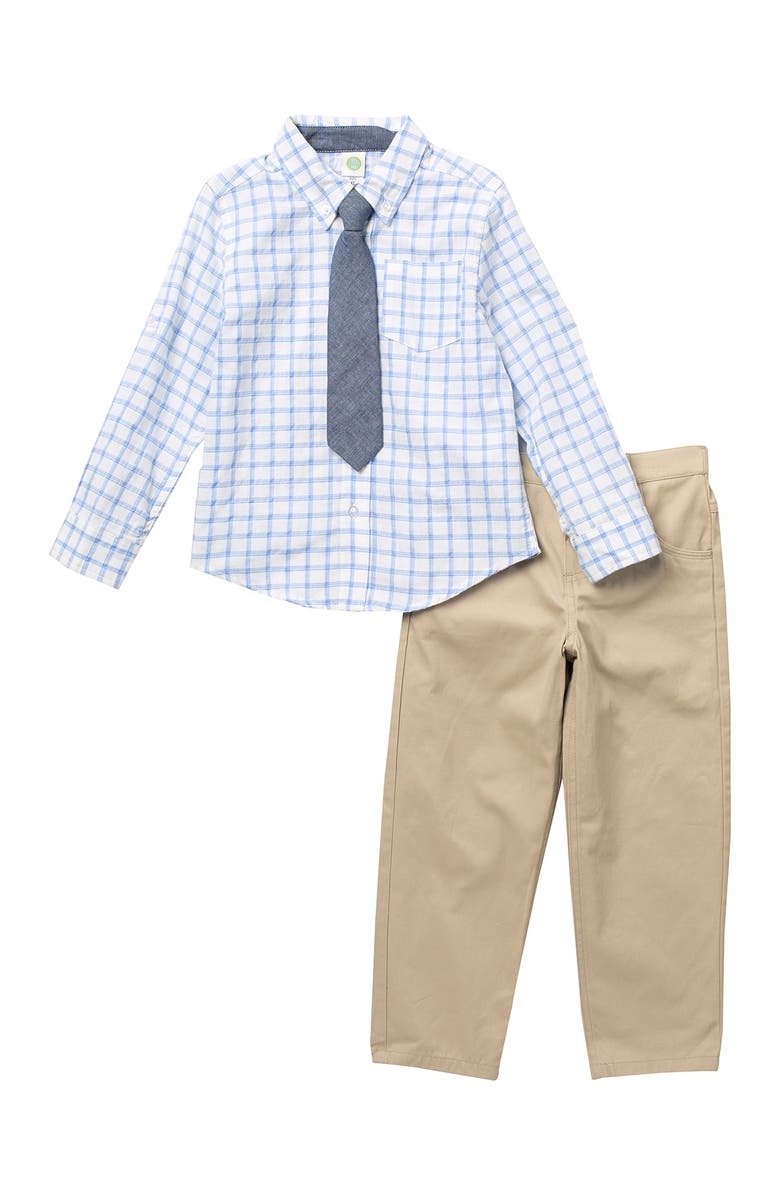 Little Me Tattersall Woven Shirt & Pant Set, Main, color,