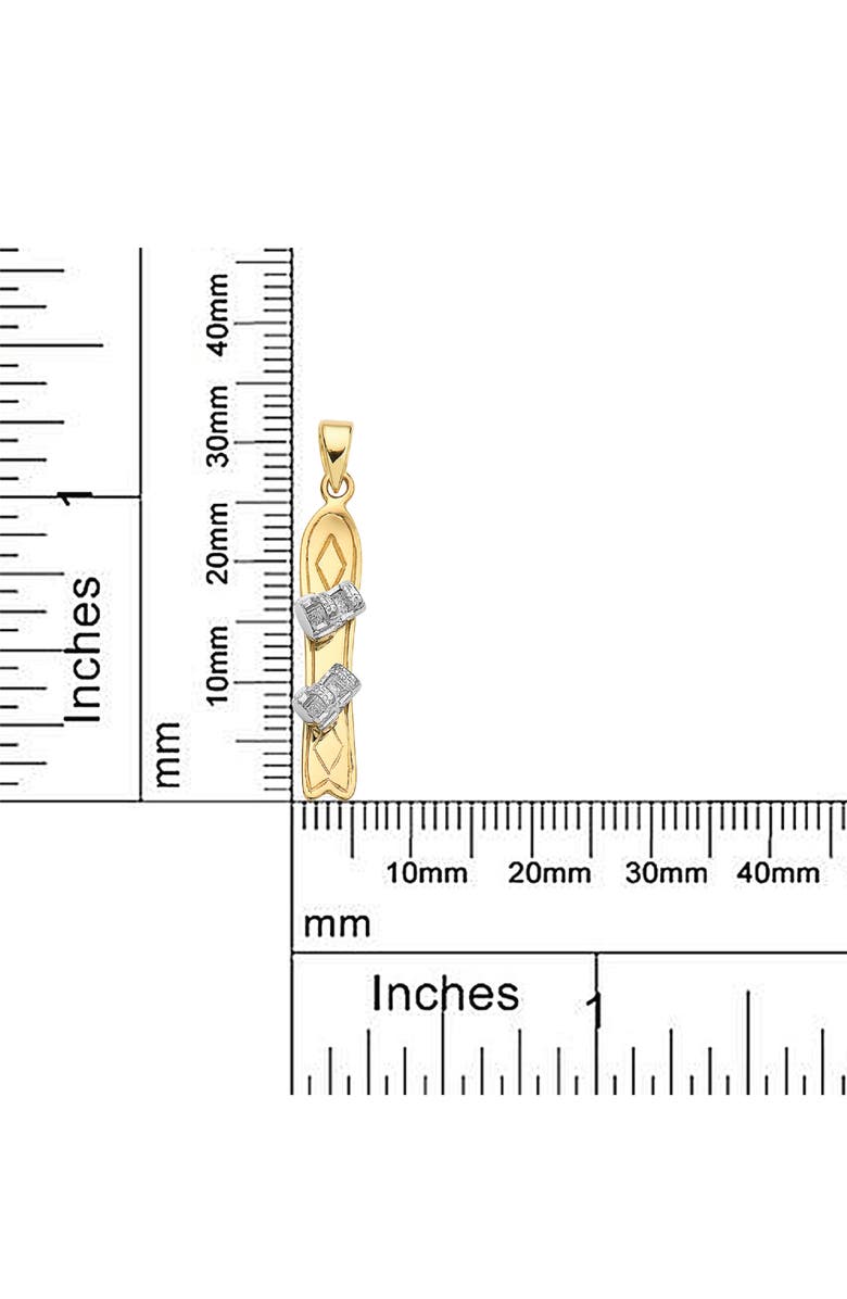 BEST SILVER 14K Gold Two-Tone Snowboard Pendant, Alternate, color, 