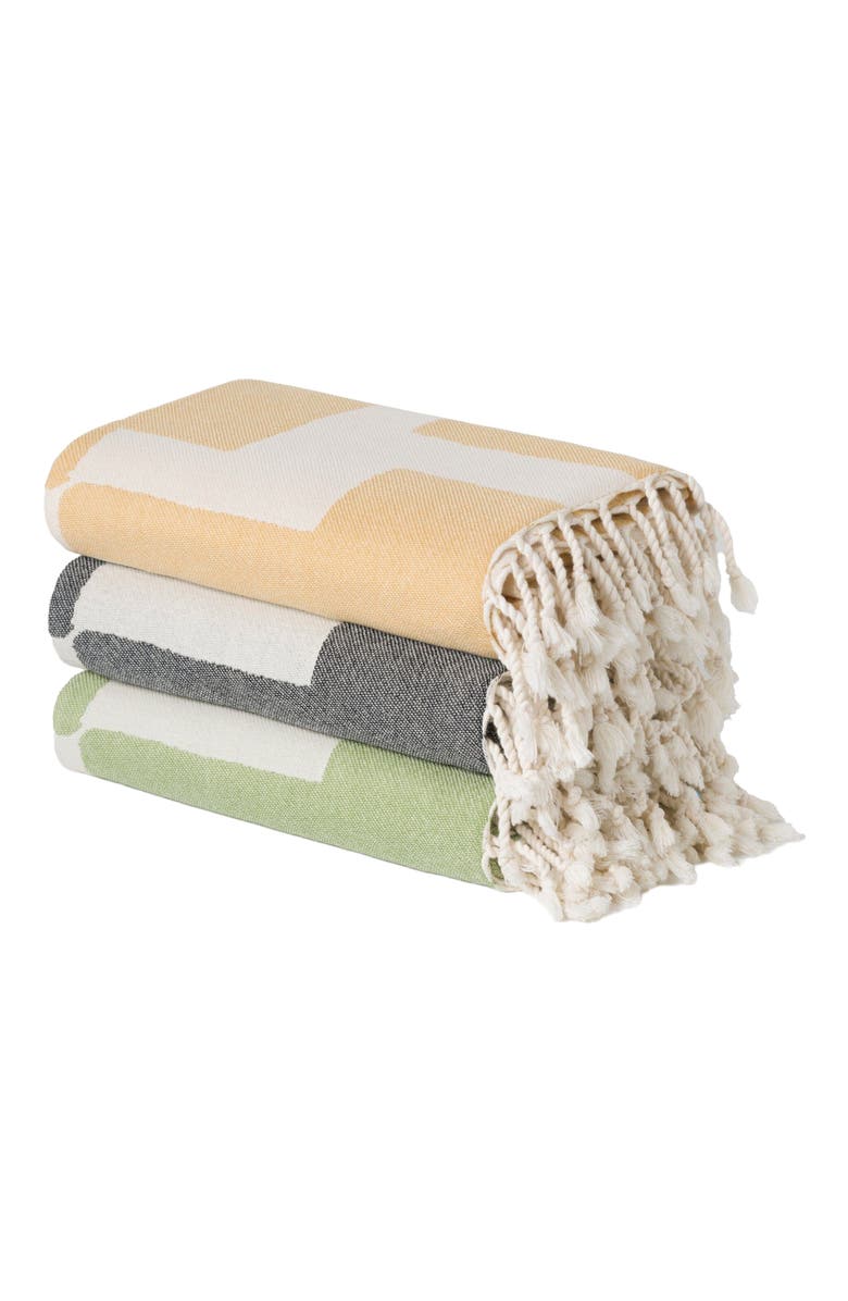 Olive & Linen Geometric Turkish Towel, Main, color,