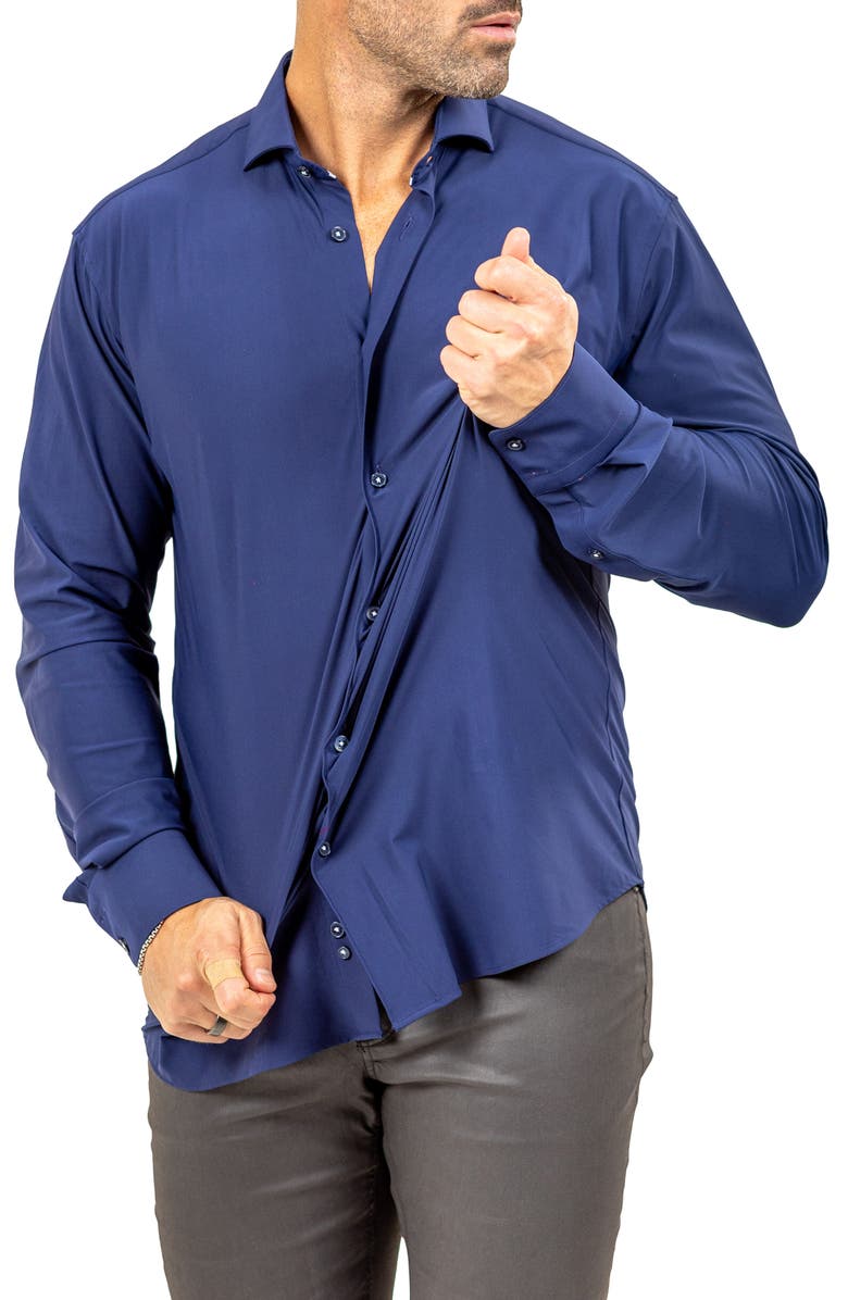 Maceoo Eins Marthy Contemporary Fit Button-Up Shirt, Alternate, color, Blue