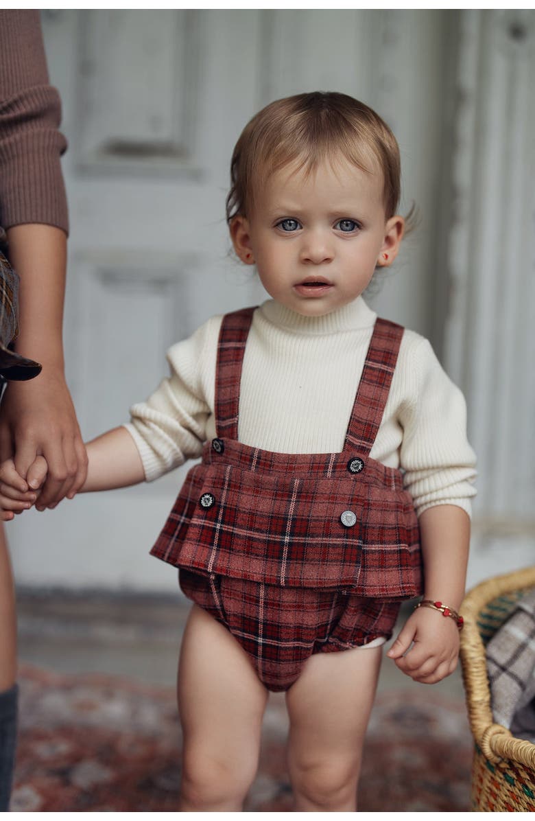 Charlotte & George Girl Woven Plaid Overall with Removable Straps, Alternate, color, Grey