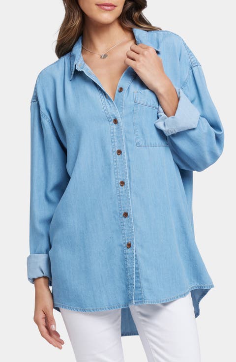 Oversize Chambray Button-Up Shirt