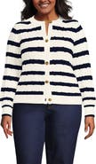 Lands' End Drifter Classic Cable Crew Neck Cardigan Sweater