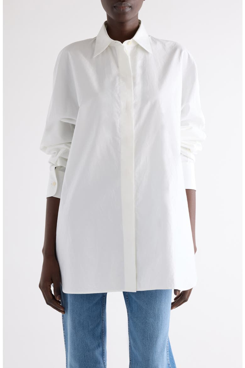 Cocoon Cotton Poplin Button-Up Shirt, Main, color, WHITE