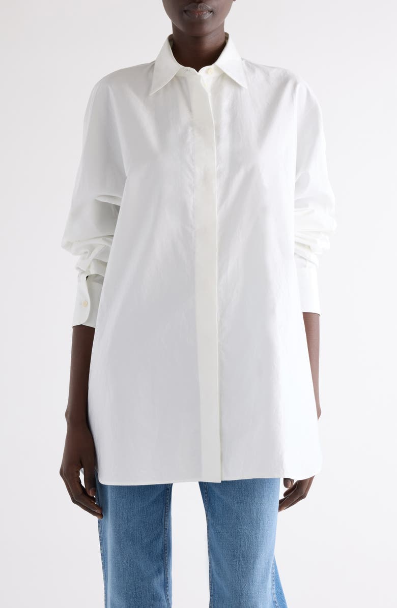 Givenchy Cocoon Cotton Poplin Button-Up Shirt, Main, color, White