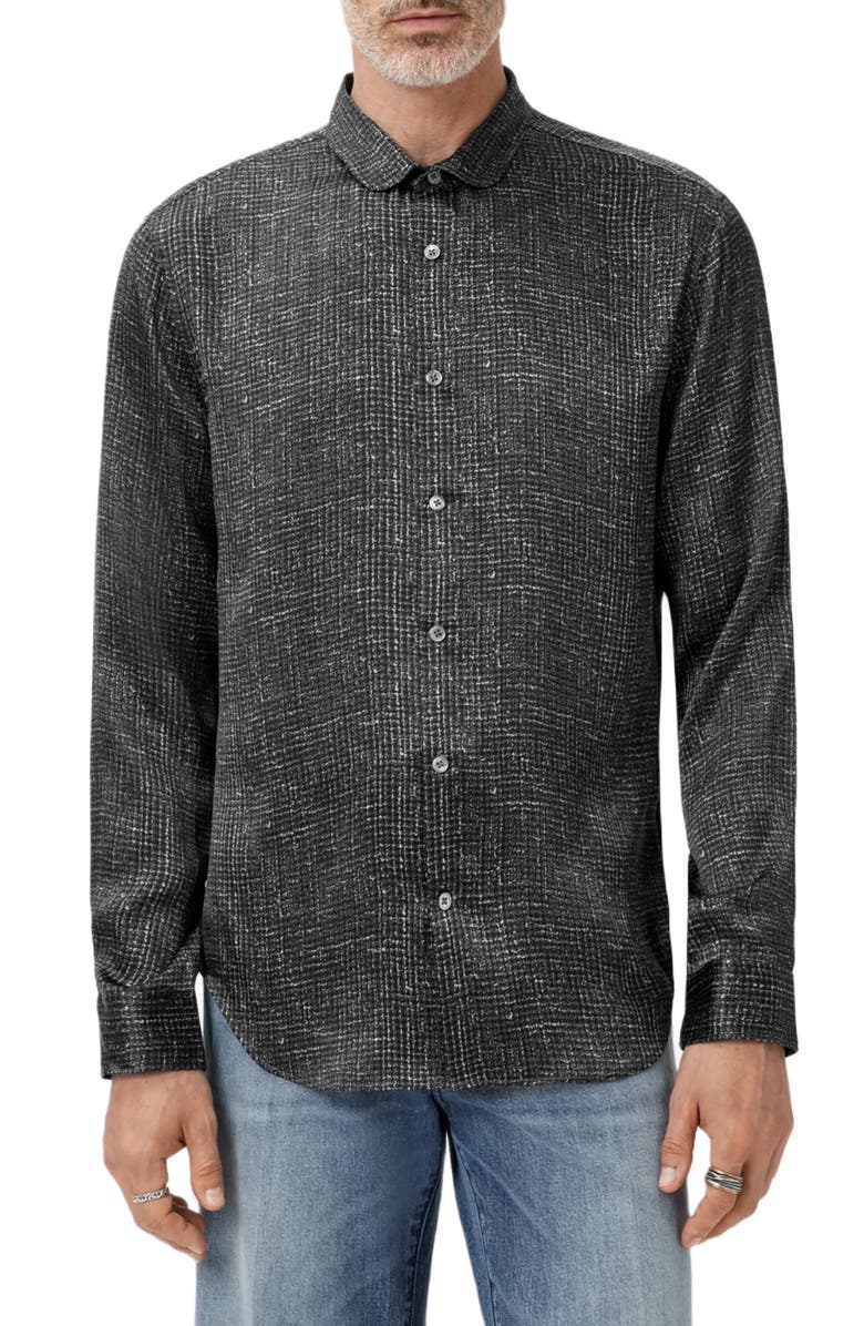 John Varvatos Orchard Silk Button-Up Shirt, Alternate, color, Black/ White