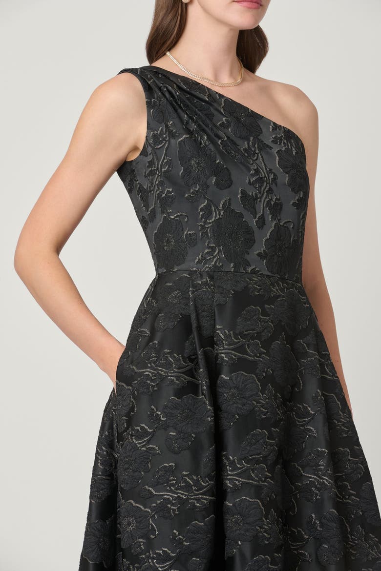 Midnight Georgie Bowery Jacquard Dress, Alternate, color, Jet/Gold