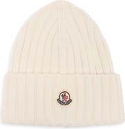 Moncler Logo Patch Rib Wool Beanie