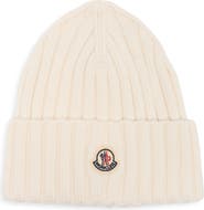 Moncler Logo Patch Rib Wool Beanie