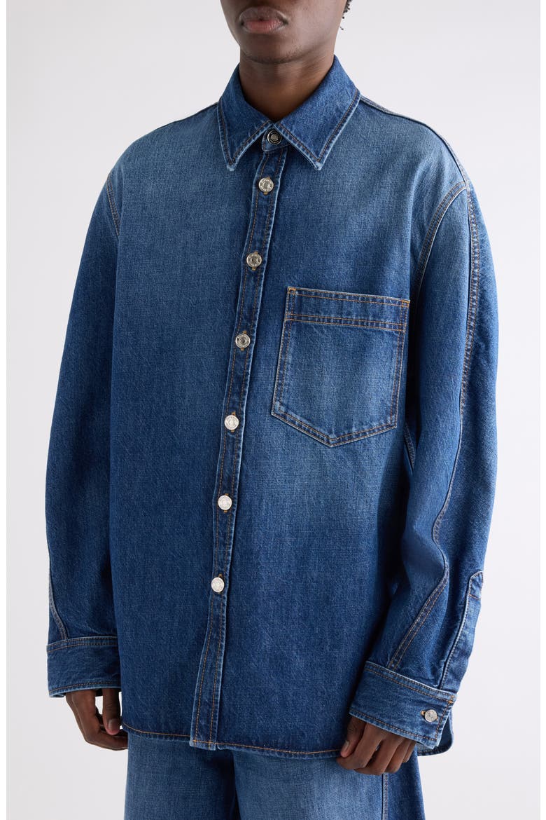 Denim Overshirt, Alternate, color, DARK BLUE