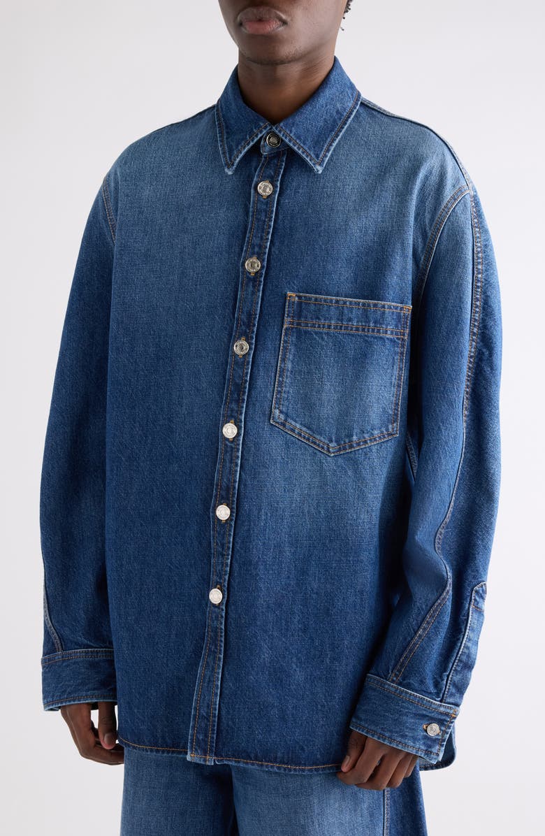 Givenchy Denim Overshirt, Alternate, color, Dark Blue