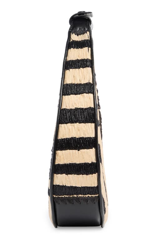 Staud Moon Zebra Raffia Shoulder Bag