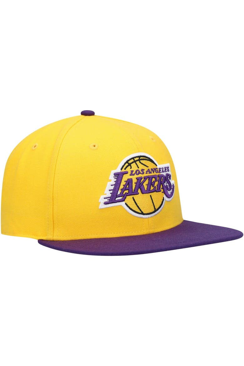 Men's '47 Gold/Purple Los Angeles Lakers Two-Tone No Shot Captain Snapback Hat, Alternate, color, Gold