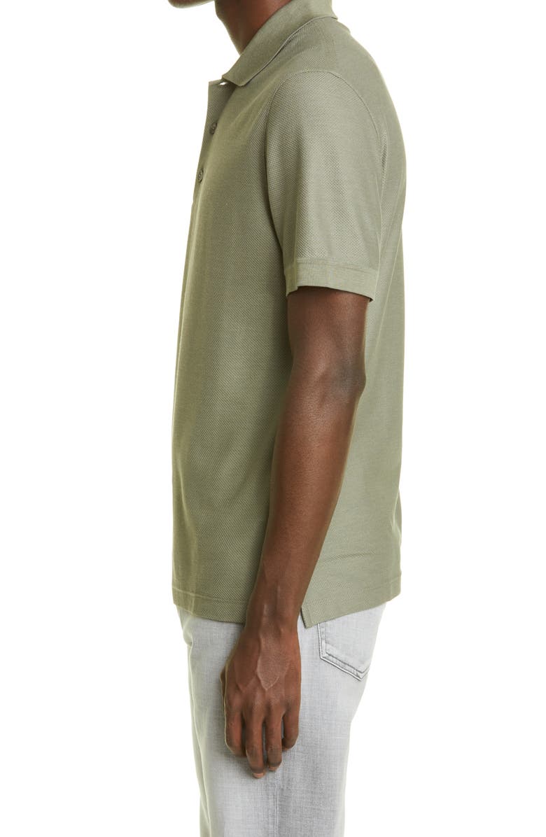 ZEGNA Honeycomb Short Sleeve Cotton & Silk Polo, Alternate, color, 