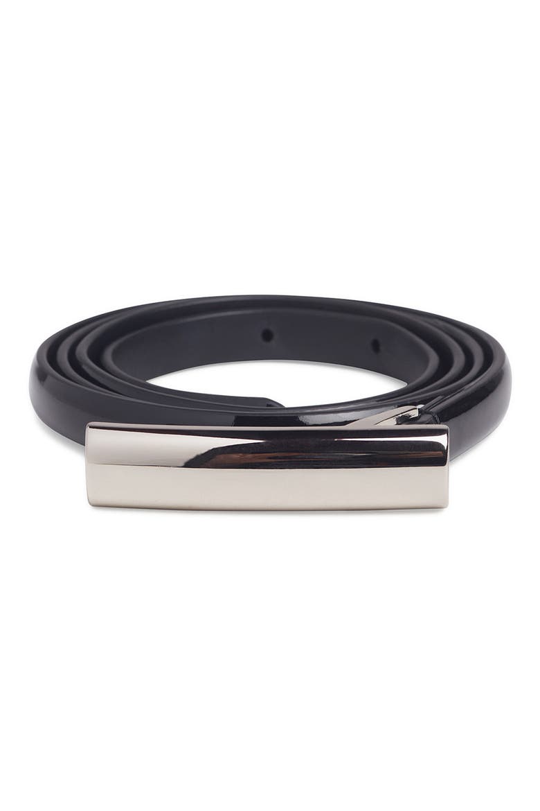 The Lady Patent Leather Belt, Alternate, color, BLACK/ POLISHED NICKEL