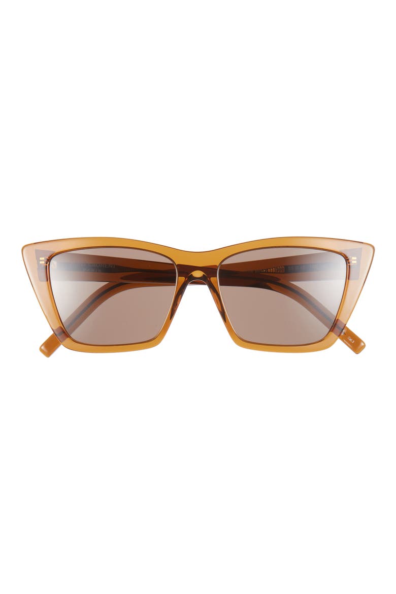 55mm Cat Eye Sunglasses, Main, color, BROWN