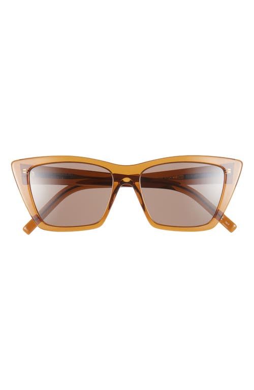 Saint Laurent Sunglasses With Cat-eye Frame In Nylon In Brown